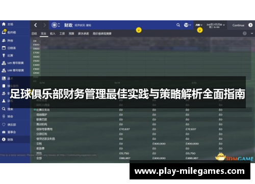 足球俱乐部财务管理最佳实践与策略解析全面指南 足球俱乐部财务管理最佳实践与策略解析全面指南